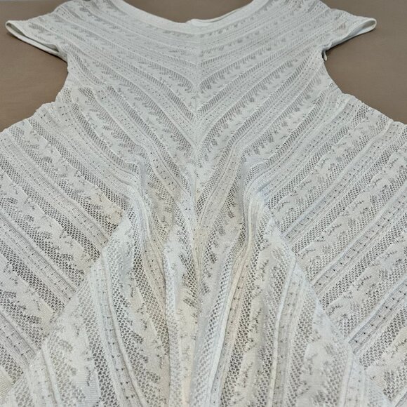 Alaïa Crochet Dress (White) Knitted in corded cotton/nylon and stretch viscose - Picture 4 of 9